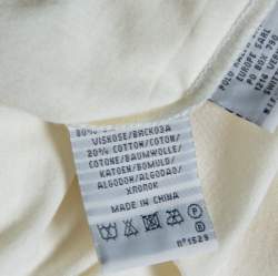 Pre Owned Ralph Lauren Cream Stretch Knit Evelyn Ruffle Blouse L