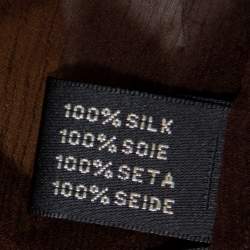 Pre Owned توب رالف لورين حرير بني بكشكشة مزينة مقاس كبير - لارج