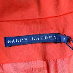Pre Owned Ralph Lauren Tropic Orange Cotton Crest Detail Blazer M