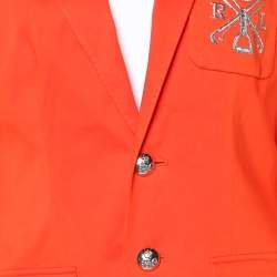 Pre Owned Ralph Lauren Tropic Orange Cotton Crest Detail Blazer M