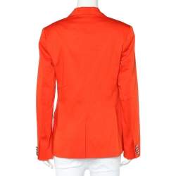 Pre Owned Ralph Lauren Tropic Orange Cotton Crest Detail Blazer M