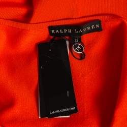 Pre Owned Ralph Lauren Orange Knit Off Shoulder Top XS