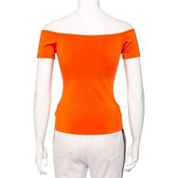 Pre Owned Ralph Lauren Orange Knit Off Shoulder Top XS
