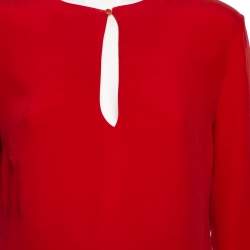 Pre Owned Ralph Lauren Red Crepe Long Sleeve Blouse & Pant M