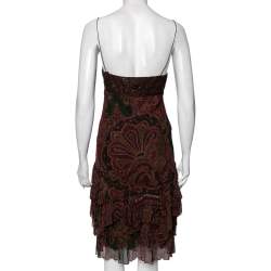 Pre Owned Ralph Lauren Multicolor Floral Print Silk Ruffled Dress M