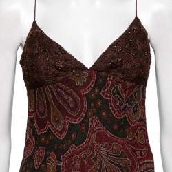 Pre Owned Ralph Lauren Multicolor Floral Print Silk Ruffled Dress M