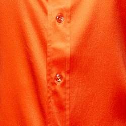 Pre Owned قميص رالف لورين حرير برتقالي بأزرار أمامية مقاس كبير - لارج