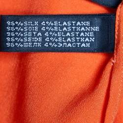 Pre Owned قميص رالف لورين حرير برتقالي بأزرار أمامية مقاس كبير - لارج