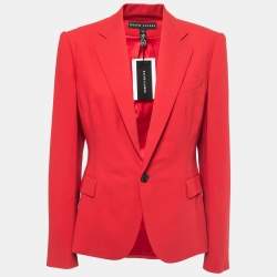 Pre Owned Ralph Lauren Red Wool Single Button Blazer L