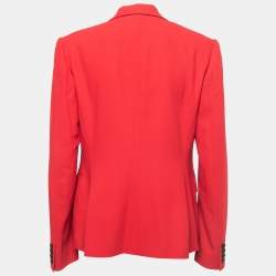 Pre Owned Ralph Lauren Red Wool Single Button Blazer L