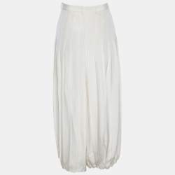 Pre Owned Ralph Lauren Off -White Pleated Silk Culottes S