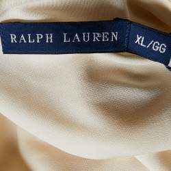 Pre Owned Ralph Lauren Cream Jersey Knit Plunging Neck Wrap Top XL