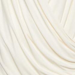 Pre Owned Ralph Lauren Cream Jersey Knit Plunging Neck Wrap Top XL