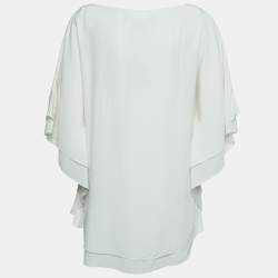 Pre Owned Ralph Lauren White Silk Ruffled Blouse L