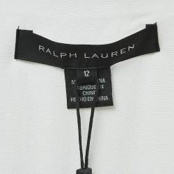 Pre Owned Ralph Lauren White Silk Ruffled Blouse L