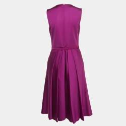 Pre Owned Ralph Lauren Purple Crepe Sleeveless Belted Cadence Dress M