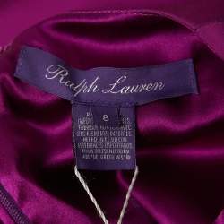 Pre Owned Ralph Lauren Purple Crepe Sleeveless Belted Cadence Dress M