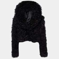 Pre Owned Ralph Lauren Black Shearling Cropped Jacket S
