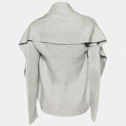 Pre Owned Ralph Lauren Silver Metallic Knit Circle Cardigan M