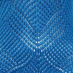 Pre Owned Ralph Lauren Blue Silk Crochet Easy Tank Top M