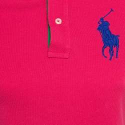 Pre Owned Ralph Lauren Pink Embroidered Cotton Pique Polo T-Shirt S