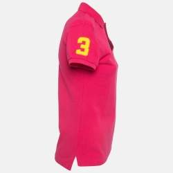 Pre Owned Ralph Lauren Pink Embroidered Cotton Pique Polo T-Shirt S