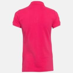 Pre Owned Ralph Lauren Pink Embroidered Cotton Pique Polo T-Shirt S