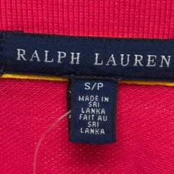 Pre Owned Ralph Lauren Pink Embroidered Cotton Pique Polo T-Shirt S