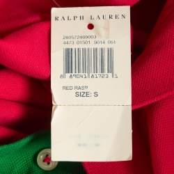 Pre Owned Ralph Lauren Pink Embroidered Cotton Pique Polo T-Shirt S