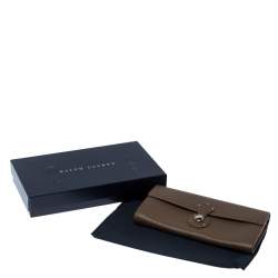 Pre Owned Ralph Lauren Dark Beige Soft Leather Ricky Continental Wallet