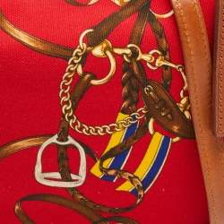Pre Owned Ralph Lauren Red Printed Canvas and Leather Crossbody Bag