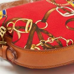 Pre Owned Ralph Lauren Red Printed Canvas and Leather Crossbody Bag