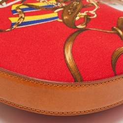 Pre Owned Ralph Lauren Red Printed Canvas and Leather Crossbody Bag
