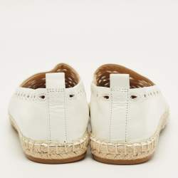 مملوكة مسبقًا حذاء فلات اسبادريل رالف لورين كاميرين ايليت جلد أبيض مقاس 37