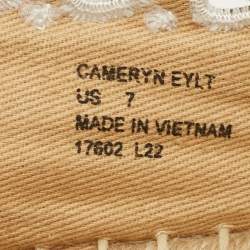 مملوكة مسبقًا حذاء فلات اسبادريل رالف لورين كاميرين ايليت جلد أبيض مقاس 37