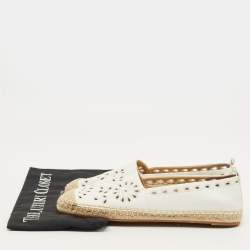 مملوكة مسبقًا حذاء فلات اسبادريل رالف لورين كاميرين ايليت جلد أبيض مقاس 37