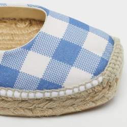 مملوكة مسبقًا حذاء فلات إسبادريل بولو رالف لورين قماش أزرق/أبيض مقاس 36.5 gingham