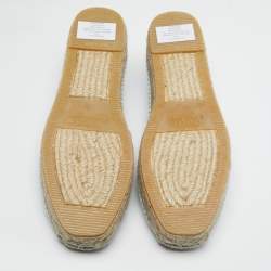 مملوكة مسبقًا حذاء فلات إسبادريل بولو رالف لورين قماش أزرق/أبيض مقاس 36.5 gingham