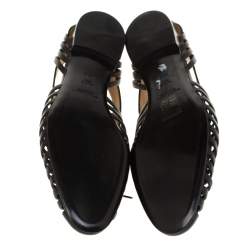 Pre Owned Ralph Lauren Black Leather Quilissa Cut Out Oxfords Size 39.5