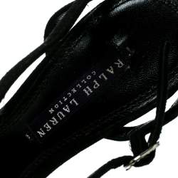 Pre Owned Ralph Lauren Black Suede Jalia Crystal Embellished Strappy Sandals Size 37.5