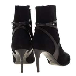 Pre Owned Ralph Lauren Black Suede Buckle Detail Ankle Boots Size 39
