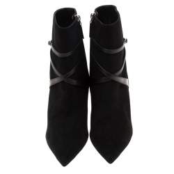 Pre Owned Ralph Lauren Black Suede Buckle Detail Ankle Boots Size 39