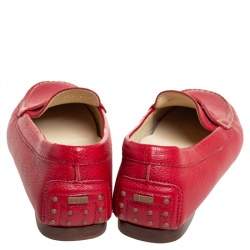 Pre Owned Ralph Lauren Red Leather Penny Slip On Loafers Size 39