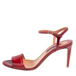 Pre Owned Ralph Lauren Red Patent Leather Open Toe Ankle Strap Sandals Size 40