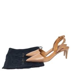Pre Owned Ralph Lauren Beige Leather Pointed Toe Slingback Sandals Size 41