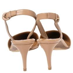 Pre Owned Ralph Lauren Beige Leather Pointed Toe Slingback Sandals Size 41