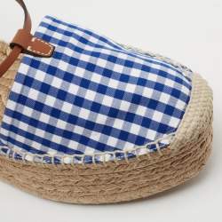 Pre Owned Ralph Lauren Tricolor Fabric And Leather Wedge Espadrilles Size 40
