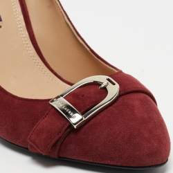 Pre Owned Ralph Lauren Burgundy Suede Pointed Toe Pumps Size 39