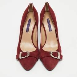 Pre Owned Ralph Lauren Burgundy Suede Pointed Toe Pumps Size 39