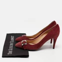 Pre Owned Ralph Lauren Burgundy Suede Pointed Toe Pumps Size 39